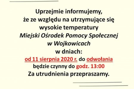 MOPS: Zmiana godzin pracy