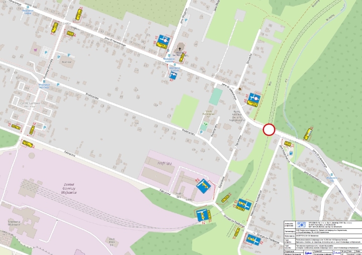 Mapa przedstawiająca drogę objazdową