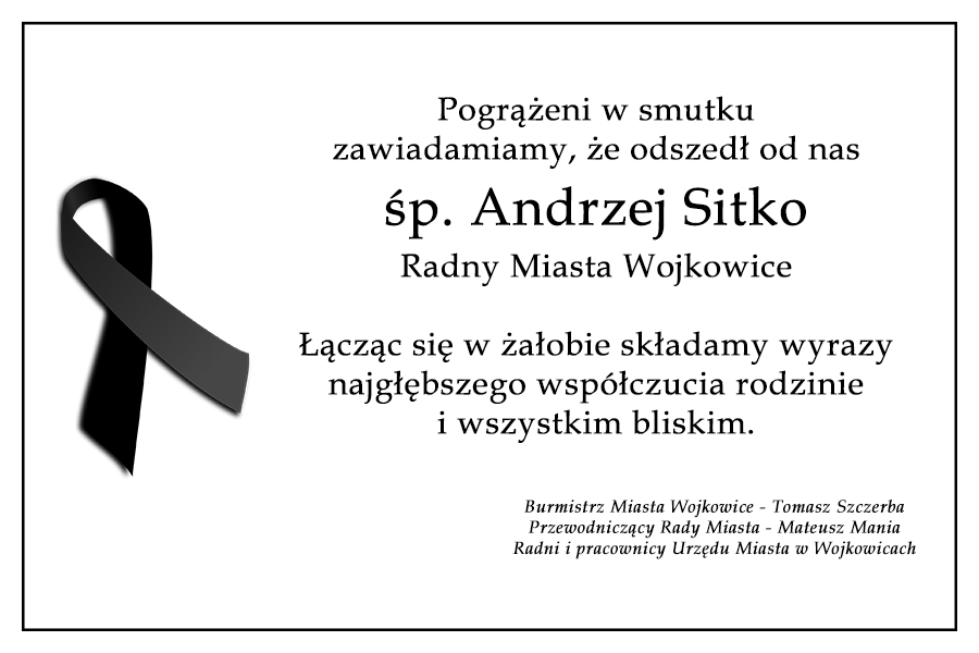 Kondolencje z powodu śmierci Andrzeja Sitki